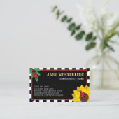 Ladybugs- en zonnebloemoemkaarten visitekaartje (Staand voorkant)