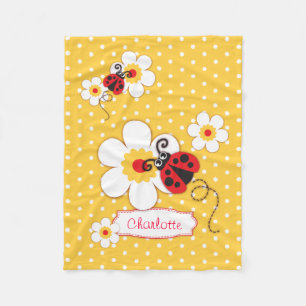Ladybugs fleurs graphique jaune nom couverture