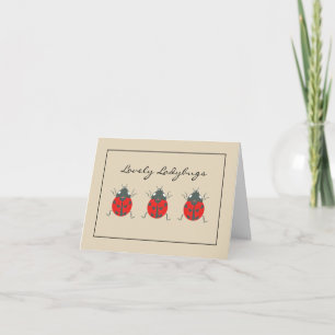 Ladybugs   Joli trio de Cartes pour notes blancs L