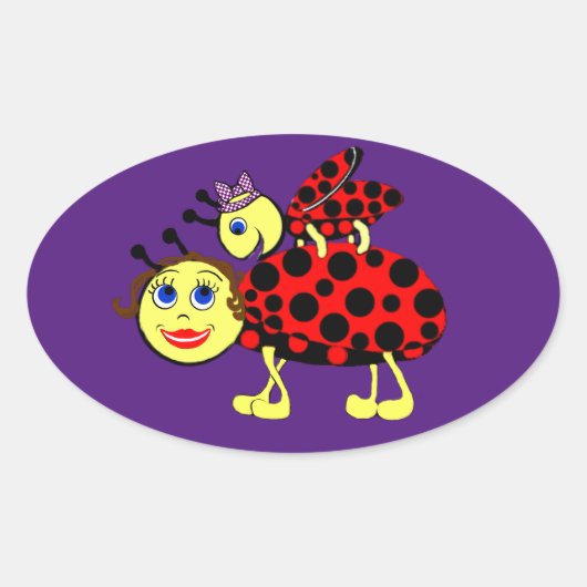 Ladybugs Ovale Sticker (Voorkant)