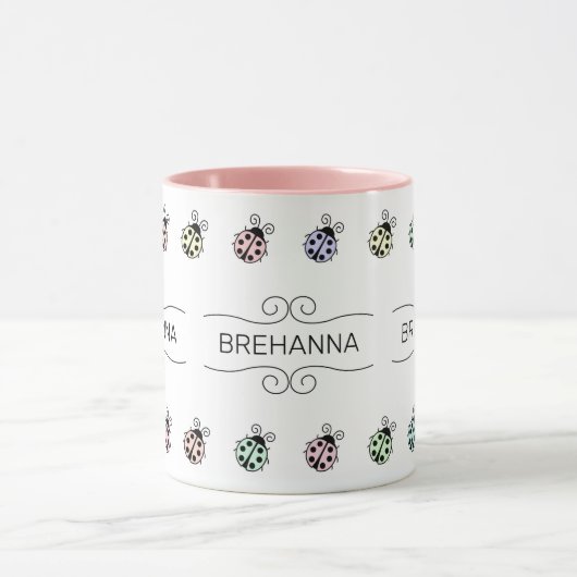 Ladybugs Pastel Multicolor Border Mug (Centre)