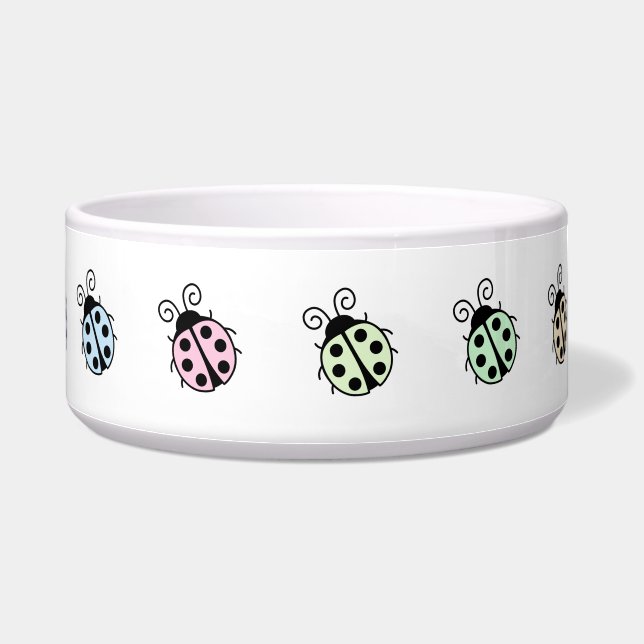 Ladybugs Pastel Multicolor Large Pet Voerbakje (Rechts)
