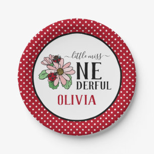 Ladybugs Pink Daisies Onederful Birthday Party Papieren Bordje