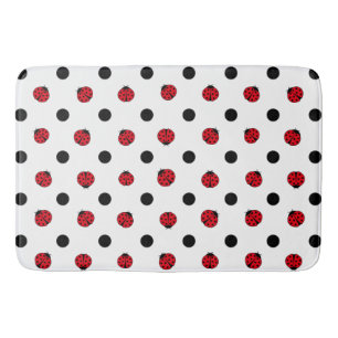 Ladybugs retro polka dots badmat