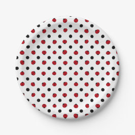 Ladybugs retro polka dots papieren bordje