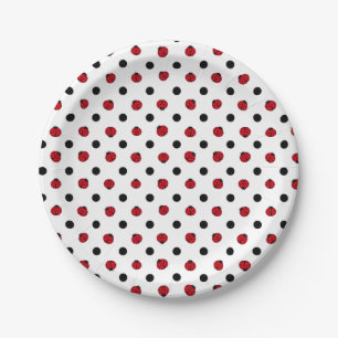 Ladybugs retro polka dots papieren bordje