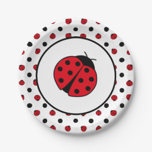 Ladybugs retro polka punts paper borden papieren bordje