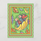 LADYBUGS RIDING ON FALLING AUTUMN LEAVES, FUN BUG BRIEFKAART (Voorkant)