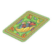 LADYBUGS RIDING ON FALLING AUTUMN LEAVES, FUN BUG MAGNEET (Linkerzijde)