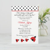 Ladybugs Triplets Baby shower Invitation (Debout devant)