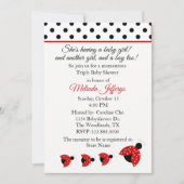 Ladybugs Triplets Baby shower Invitation Kaart (Voorkant)