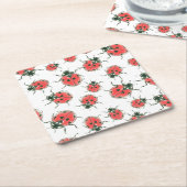 Ladybugs Vierkante Kartonnen Onderzetter (Schuin)