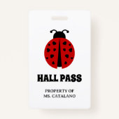 LadyBugz Teacher Hall Ladybug Pass Badge (Achterkant)