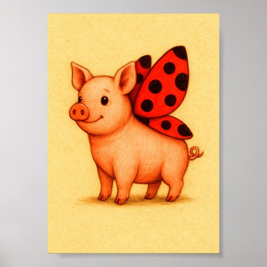 Ladypig décoration murale, Ladybug ailes Pig (Devant)