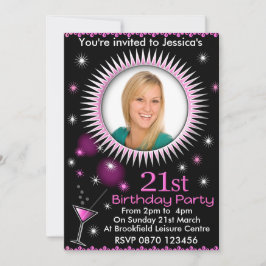 Lady's 21st Birthday Party Fotouitnodiging Kaart