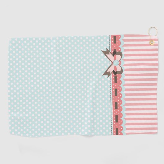 Ladys Coral en Blue Patterns Golfhanddoek (Horizontaal)