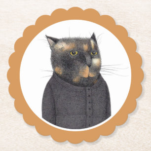 LADY'S MAID CAT geschulpte ronde papieren Onderzet Kartonnen Onderzetters