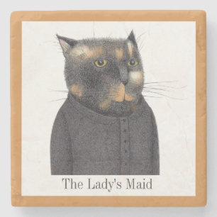 LADY'S MAID CAT Marble Stone Onderzetter + Tekst