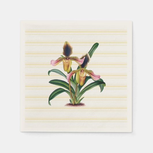 Lady's Slipper Orchidee Botanisch Papier Servetten (Voorkant)