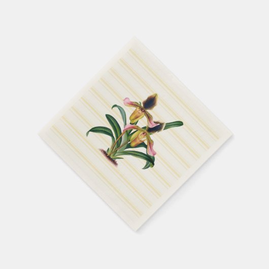Lady's Slipper Orchidee Botanisch Papier Servetten (Hoek)