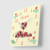 Ladyvogels en Caterpilaar met een naam kinderverzo Vierkante Klok (Hoek)