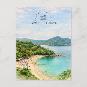 Laem Singh Beach Phuket Thailand Watercolor Cade Feestdagenkaart