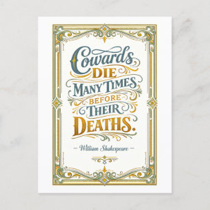 "Lafaards sterven vele malen" Shakespeare Briefkaart