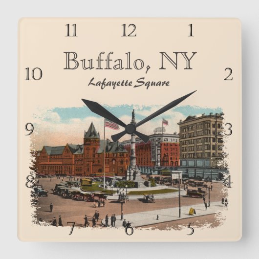 Lafayette Square Buffalo Custom Square Wal Vierkante Klok (Voorkant)