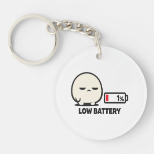 Lage Batterij 1% - Schattig Vermoeid Karakter Mini Sleutelhanger