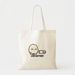 Lage Batterij 1% - Schattig Vermoeid Karakter Mini Tote Bag