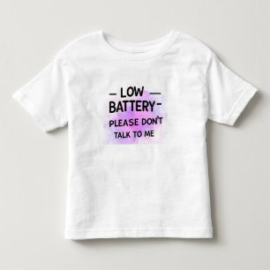 Lage batterij praat alsjeblieft niet met me - grap kinder shirts