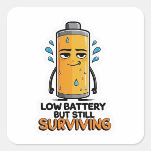 Lage batterij vierkante sticker