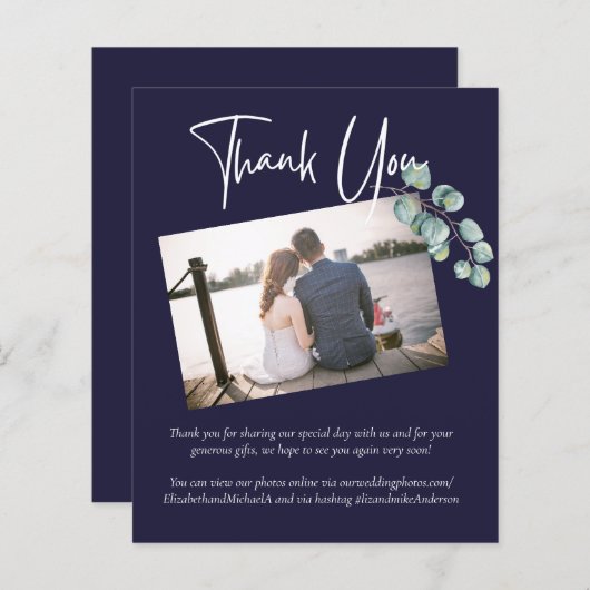 LAGE BEGROTING marine Witte pagina Dank u (Voorkant / Achterkant)