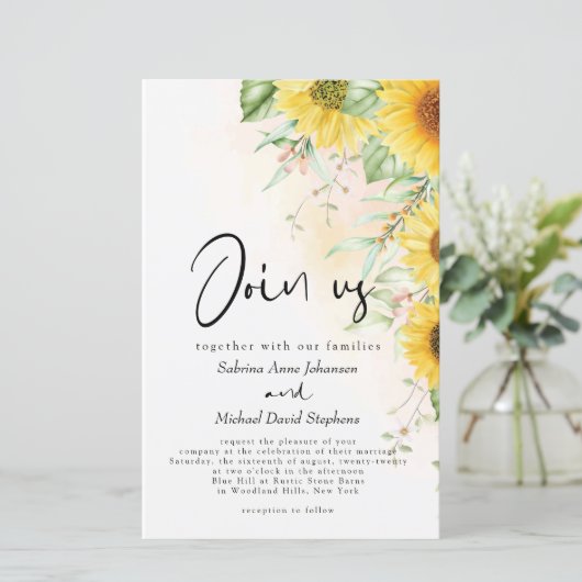 Lage budgettaire bruiloft Rustic Gele Zonnebloem (Staand voorkant)