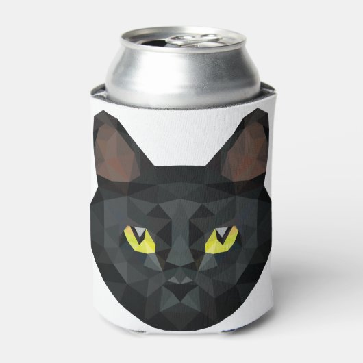 Lage Poly Black Cat | Lage polykunst Blikjeskoeler (Blikje Voorkant)