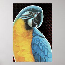 Lage Poly Blauwe en Gele Macaw Poster