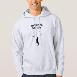 Lage Sociale Batterij – Bewerkbare Quote Kat Hoodi Hoodie