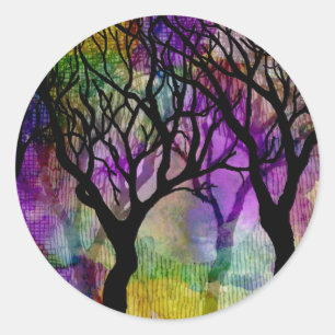 Lagen bomen op de achtergrond van Mica Ronde Sticker