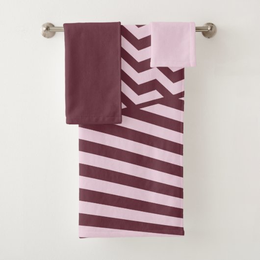 Lagen - Donkerrood en Bord Roze - Handdoekset Bad Handdoek (Insitu)