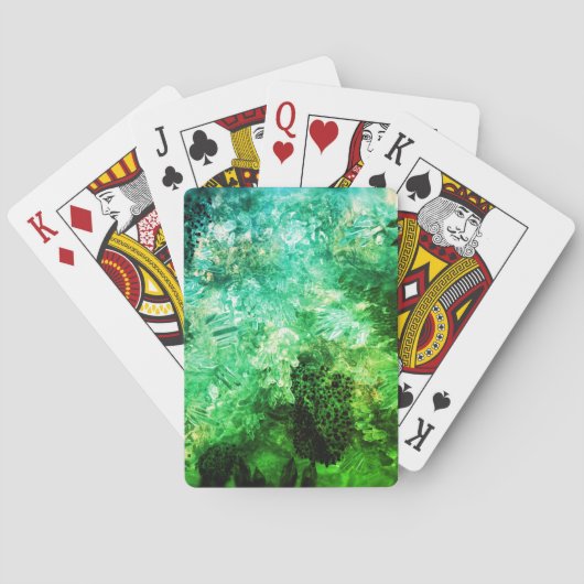 Lagen van Groene Kristallen Pokerkaarten (Achterkant)