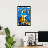 Lager Bier Glas Blauw Poster (Thuiskantoor)