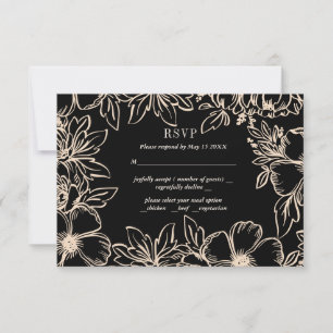 Lager lijst elegant bruiloft zwart RSVP Kaartje