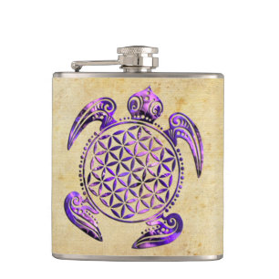 Lager van het leven / Blume des Lebens - schildpad Heupfles