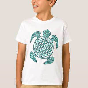 Lager van het leven / Blume des Lebens turquoise T-shirt
