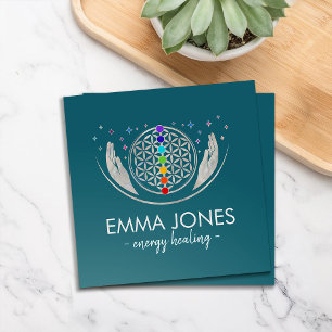 Lager van leven, genezende handen, chakras vierkante visitekaartje