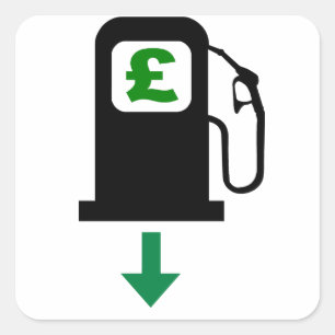 Lagere Britse benzineprijzen Vierkante Sticker