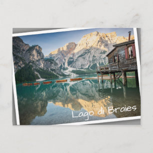 Lago di Braies in de Dolomieten in Italië Briefkaart