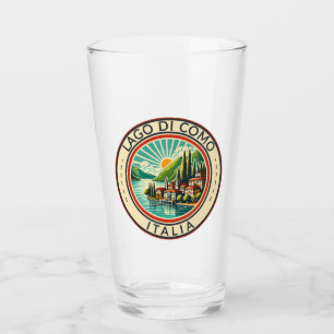 Lago di Como Italia Illustratie Reizen Art Badge Glas