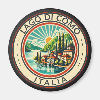 Lago di Como Italia Illustratie Reizen Art Badge Magneet