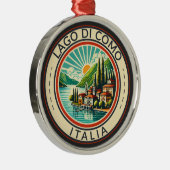 Lago di Como Italia Illustratie Reizen Art Badge Metalen Ornament (Rechts)